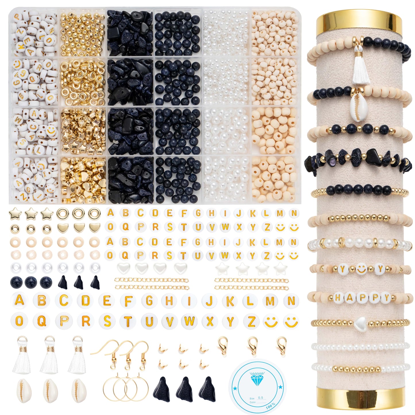 Xylise Jewelry Making Supplies Kit Natural Stone Beads for Irregular Natural Stone with for DIY Craft Bracelet Necklace Earrings for Adults (Transparent)