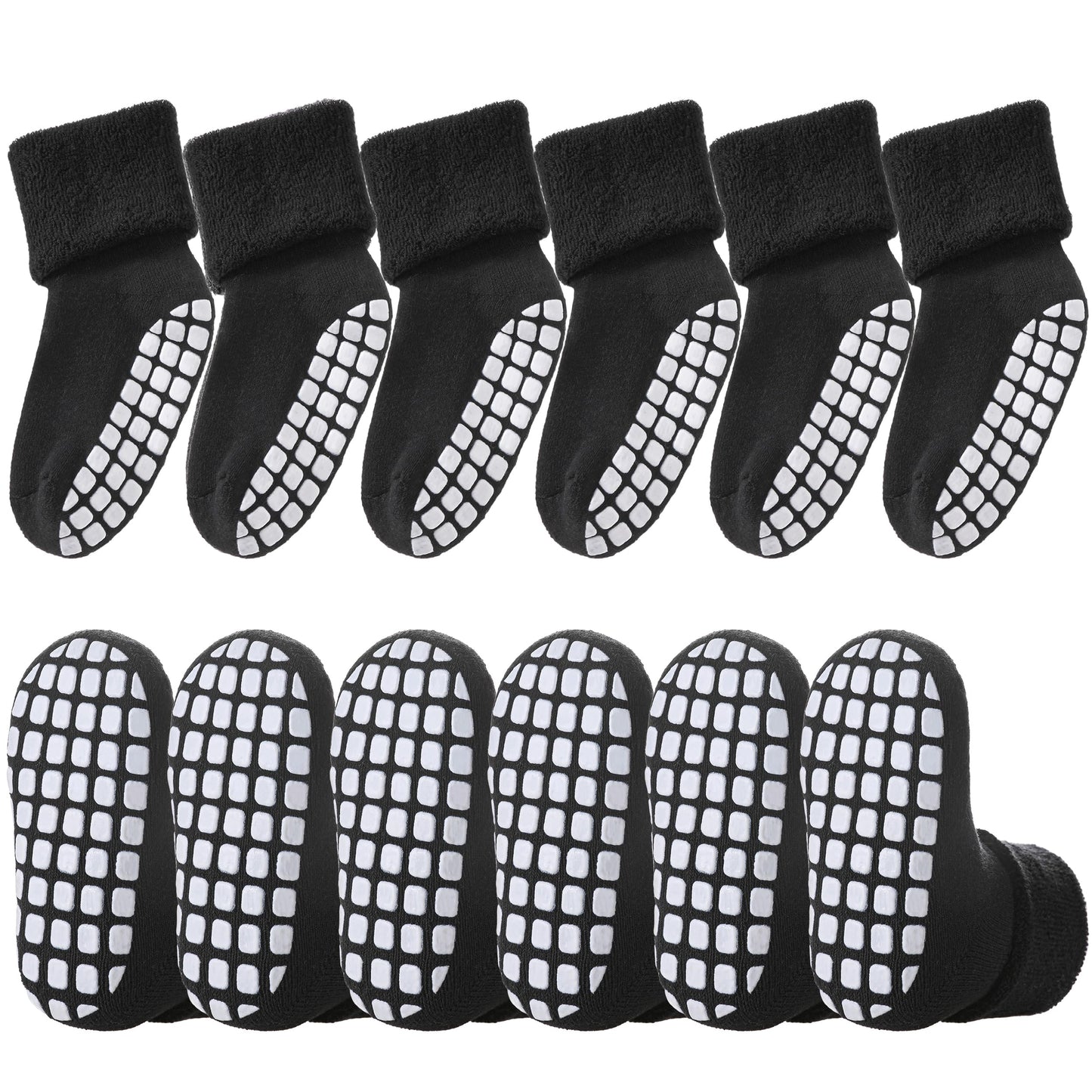 LANLEO Baby Girls Boys Non Slip Socks with Grips Toddler Kids Unisex Warm Thick Cotton Ankle Crew Socks with Grippers