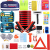 Roadside Assistance Emergency Kit - Car Emergency Kit with Jumper Cables (Upgraded) Emergency Roadside Kit for Car 142 Pieces Car Safety Kits,Tow Strap,Tool Kit,Reflective Warning Triangle