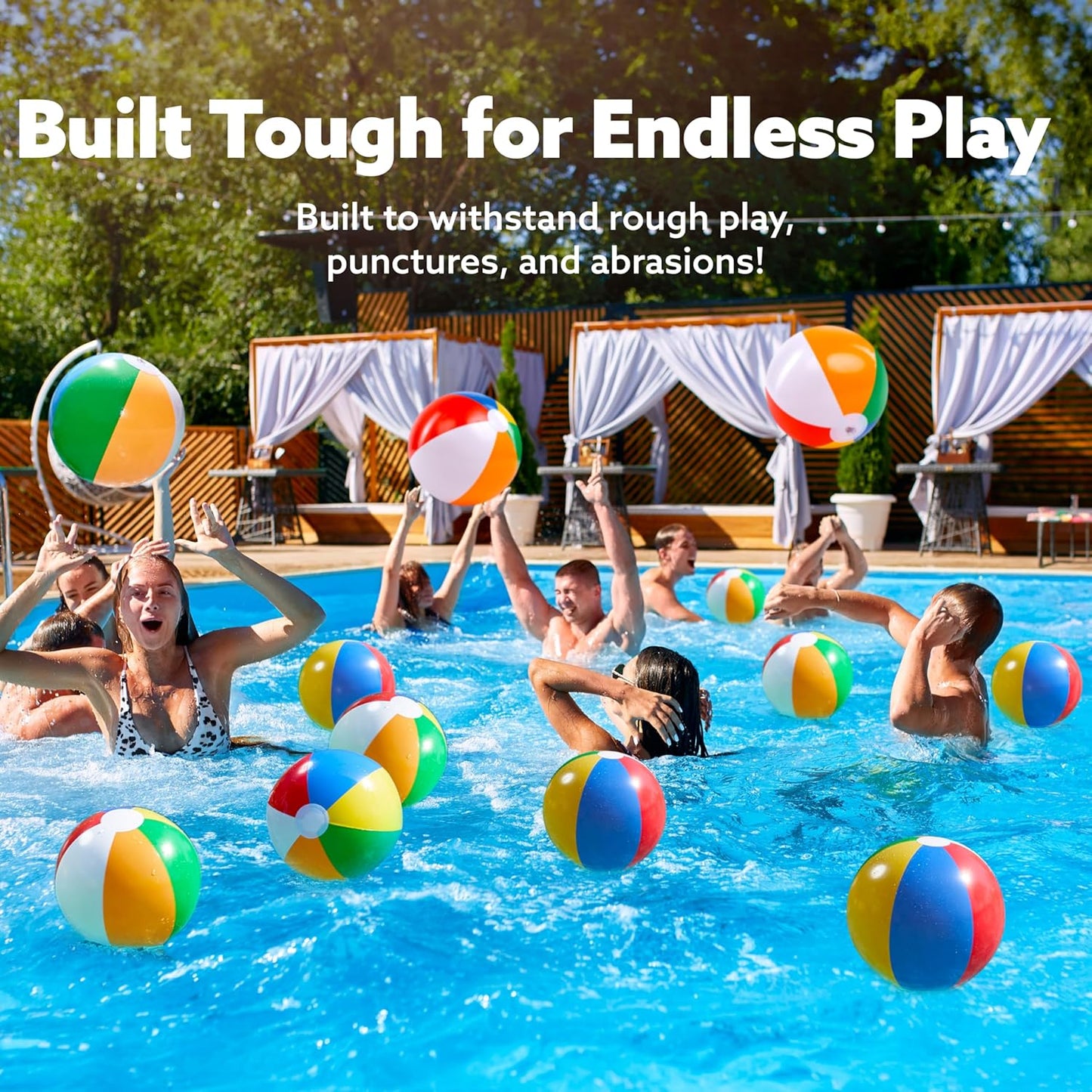 JOYIN Rainbow Beach Balls(12 Pack), 12'' Inflatable Swimming Pool Toys for Summer Water Games Kids Birthday Party Supplies Combo Set Include Inflatable Beach Balls