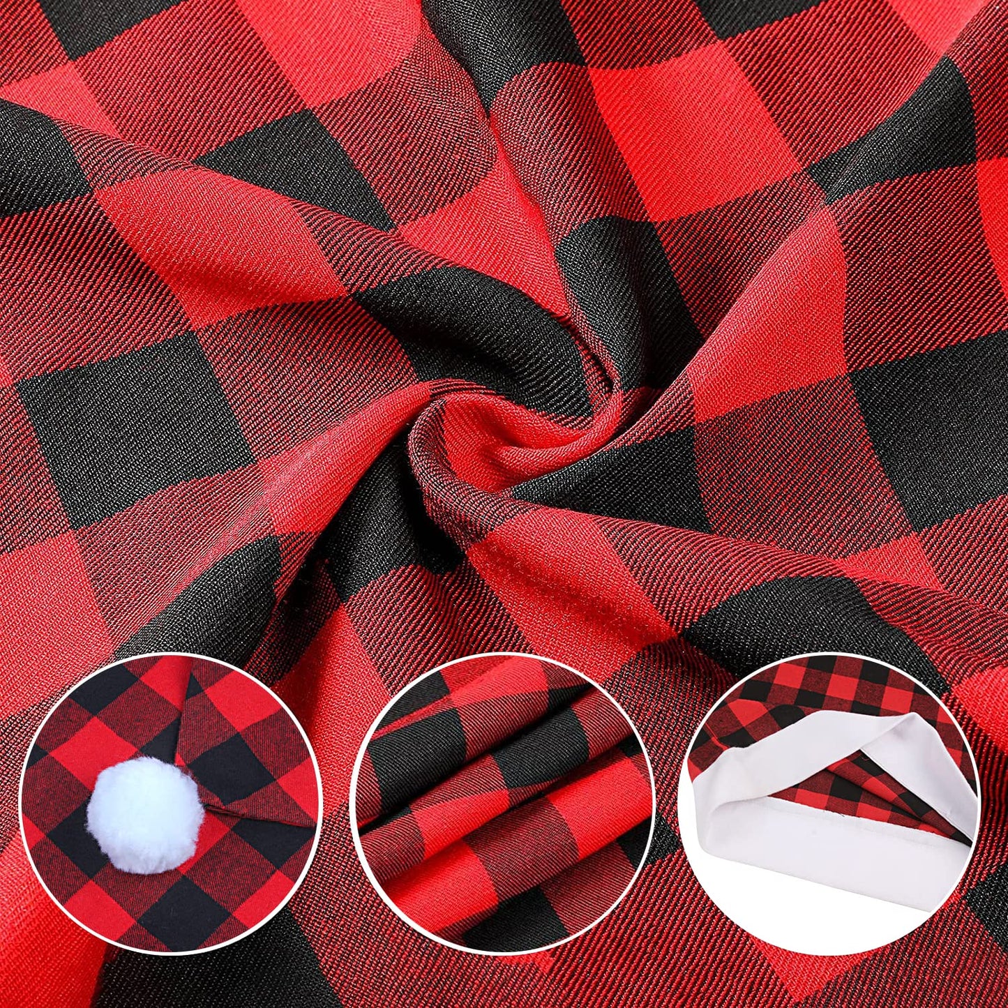 CCINEE 6pcs Christmas Chair Back Cover, Black and Red Grid Chair Slipcovers Hat Buffalo Plaid Christmas Back Covers Christmas Dining Chair Protector Elastic for Dining Room Xmas Party Table Decor…