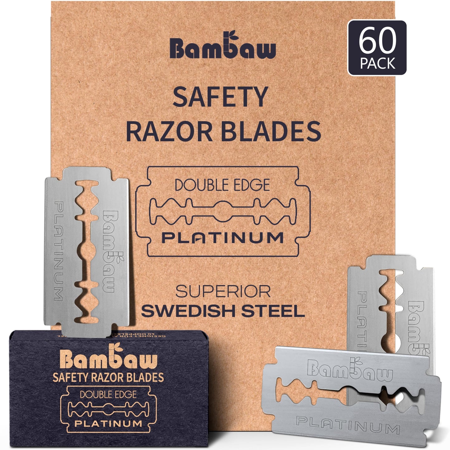 Safety Razor Blades | Swedish Steel Replacement Razor Blades | 100 Pack - 18 to 24 months supply | Bambaw