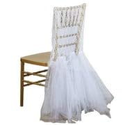 Efavormart White Lace and Tulle Chair Tutu Cover Skirt, Wedding Event Chair Decor