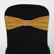 Efavormart 5 Pack | Gold Metallic Shimmer Tinsel Spandex Chair Sashes Covers