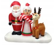 7 Foot Inflatable Christmas Santa Claus and Mrs Claus with Cute Reindeer Outdoor Holiday Decoration Featuring Bright LED Lights Perfect for Lawn Garden Party Christmas Display