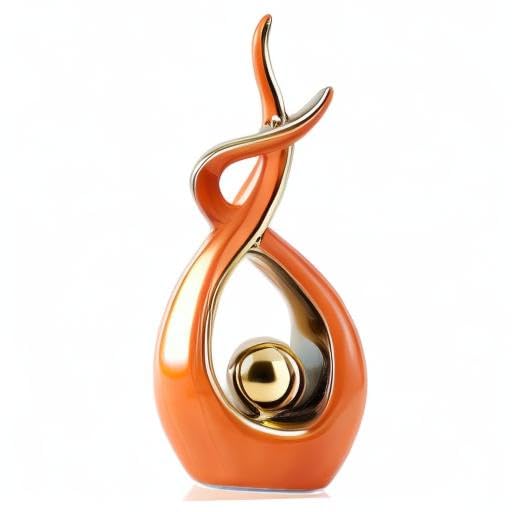 FJS Home Decor Modern Art Ceramic Statue, Orange Coffee Table Decor, Hous Decorations for Living Room Dining Room Table Centerpiece Bookshelf (12.2" H)