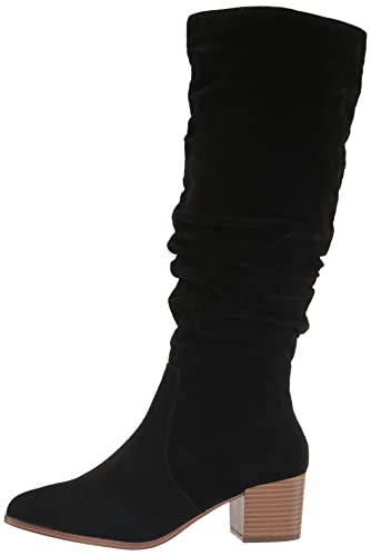 Amazon Essentials Women's Tall Block Heel Boots, Black, 5