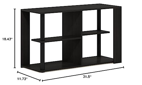 Furinno Romain Narrow End Table with Shelves, Espresso/Black