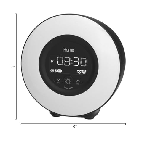 iHome PowerClock Glow Alarm Clock - Bluetooth Color Changing FM Clock Radio with USB Charging Port, Dimmable Display and 7-5-2 Dual Alarm - Perfect for Bedside Tables (Model iBT295)