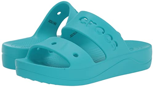 Crocs Women's Baya Platform Sandals | Slides Women, Digital Aqua, 7 Women