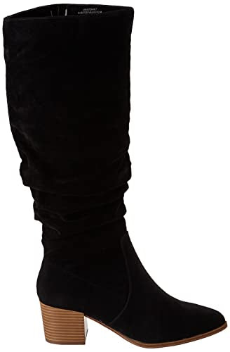 Amazon Essentials Women's Tall Block Heel Boots, Black, 5