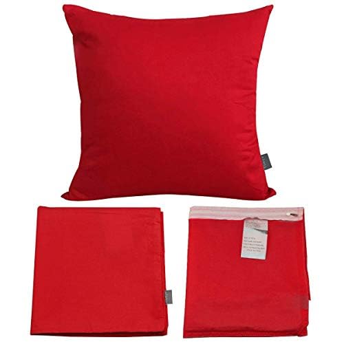 Thmyo 4-Pack 100% Cotton Comfortable Solid Decorative Throw Pillow Cases Square Cushion Cover Pillowcases Sublimation Blank Christmas DIY Throw Pillow Covers for Sofa Bed Car(18x18 inch/ 45x45cm,Red)