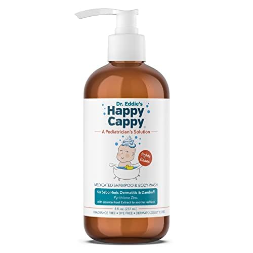 Happy Cappy Medicated Shampoo and Body Wash and Beanie Brush Bundle - Baby Dandruff Shampoo, Helps Cradle Cap and Seborrheic Dermatitis, Fragrance-Free, Gentle Baby Scalp Scrubber - 2 Pieces