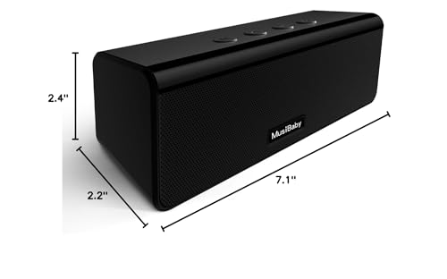 Bluetooth Speaker,MusiBaby Speakers Bluetooth Wireless,Outdoor,Waterproof,PortableSpeaker,Booming Bass,Stereo,Dual Pairing,24H Play,Wireless Speakers for Home,Hiking,Travel-Black