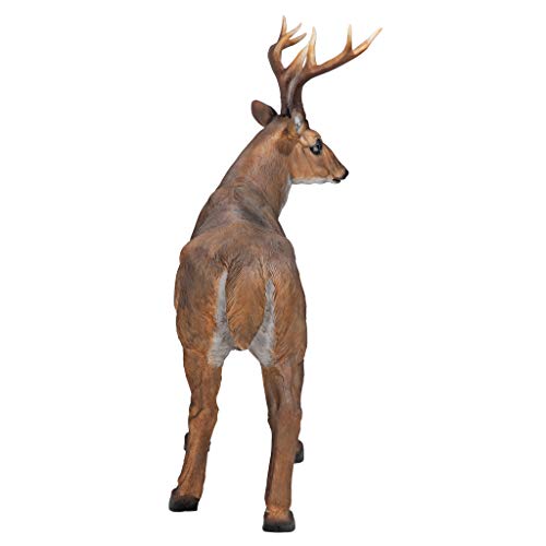 Design Toscano Big Rack Deer Buck Indoor/Outdoor Garden Decoy Animal Statue, 28 Inch Long, 24 Inch Tall, Cast Stone Resin, Brown Finish