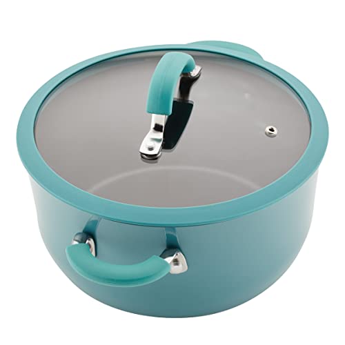 Rachael Ray Cook + Create Nonstick Cookware/Pots and Pan Set, 10 Piece, Agave Blue