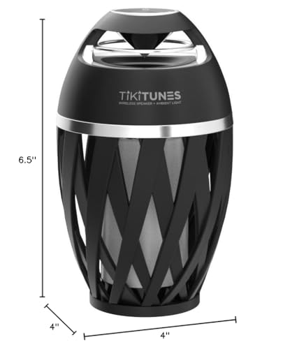 TikiTunes Portable Bluetooth 5.0 Indoor/Outdoor Wireless Speaker, LED Torch Atmospheric Lighting Effect, 5-Watt Audio USB Speaker, 2000 mAh Battery for iPhone/iPad/Android