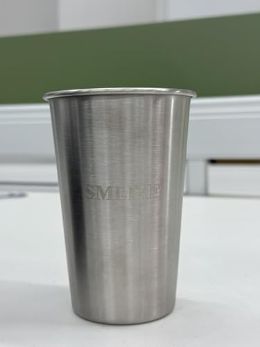 SMLIXE 12 Pack 16oz Stainless Steel Pint Cup,Healthy Unbreakable and Stackable,Metal Drinking Glasses，Beer Glasses
