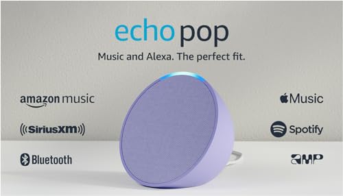 Amazon Echo Pop (newest model), Our smallest Alexa speaker, Fits in any room, Lavender Bloom