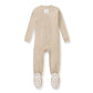 Burt's Bees Baby Baby Boy's Sleeper PJs, 100% Organic Cotton, One-Piece Footie, Zip Up Jumpsuit, Snug Fit Pajamas, Neutral Solid Rib, 12 Months