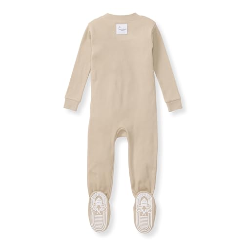 Burt's Bees Baby Baby Boy's Sleeper PJs, 100% Organic Cotton, One-Piece Footie, Zip Up Jumpsuit, Snug Fit Pajamas, Neutral Solid Rib, 12 Months