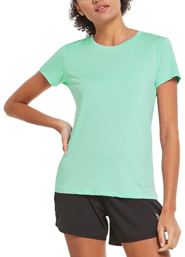 baleaf Women's Short Sleeve Running Workout Shirts Athletic Tops Lightweight Quick Dry Training Yoga Crewneck Aqua S