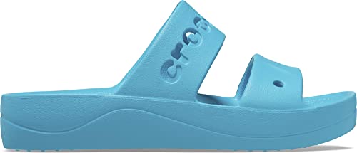 Crocs Women's Baya Platform Sandals | Slides Women, Digital Aqua, 7 Women