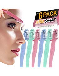 Nylea 6 Pack Eyebrow Razor for Women & Men Face Precision [Japanese Blades] Shaper Trimmer with Cover Short Head & Gel Handle for Shaping, Disposable Men Facial Hair Remover & Shaving Tool Peach Fuzz