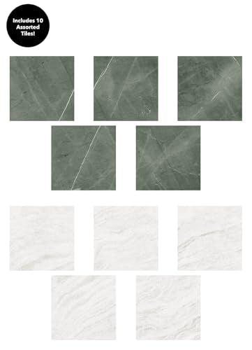 FloorPops x Chris Loves Julia Bonneville Jade Peel and Stick Floor Tiles, FP6332