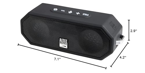Altec Lansing LifeJacket H2O 4 - Waterproof Bluetooth Speaker, Durable & Portable Speaker with Voice Assistant, 10 Hour Battery Life & 100 Foot Range, Black
