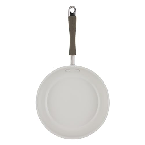 Rachael Ray Cucina Ceramic Nonstick Pots and Pans Set with Saucepans, Saute, Frying Pans, Stockpot, Lids, Pan Protectors, and Cooking Utensils, 13 Piece Non Stick Cookware Set - Almond