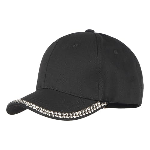 Hoce Fashion Rhinestone Denim Baseball Cap Studded Bling Hat for Women