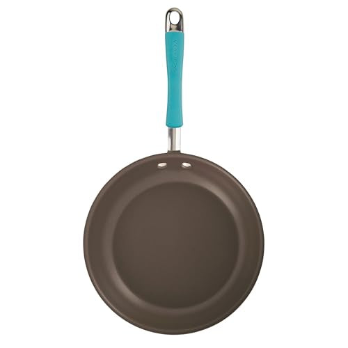Rachael Ray Cucina Hard Anodized Nonstick Cookware Pots and Pans Set, 12 Piece, Gray with Blue Handles