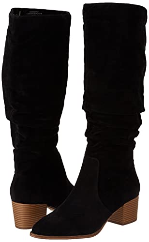 Amazon Essentials Women's Tall Block Heel Boots, Black, 5