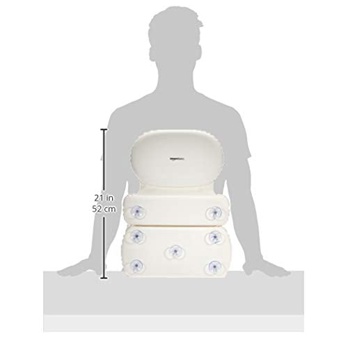 Amazon Basics Bath Tub Neck Pillow with Suction Cups, Waterproof, 3-Panel, Off-white