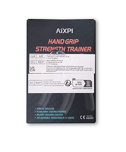 Grip Strength Trainer 2 Pack, Hand Grip Exerciser Strengthener with Adjustable Resistance 11-132 Lbs (5-60kg), Forearm Strengthener, Hand Exerciser for Muscle Building and Injury Recover Black
