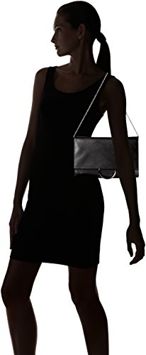 Jessica McClintock womens Nora Solid Large Envelope Clutch with Ring Closure, Black, One Size US