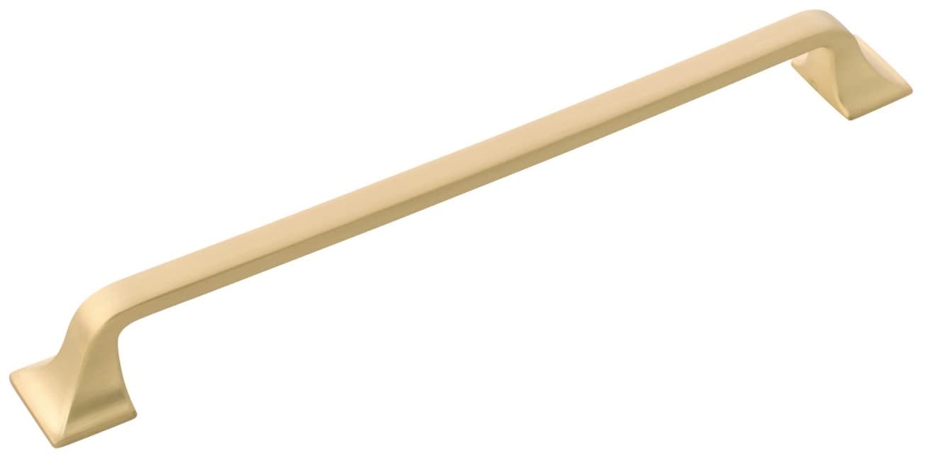 Hickory Hardware 1 Pack Solid Core Kitchen Cabinet Pulls, Luxury Cabinet Handles, Hardware for Doors & Dresser Drawers, 8-13/16 Inch (224mm) Hole Center, Brushed Golden Brass, Forge Collection