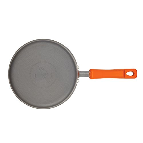 Rachael Ray Brights Hard-Anodized Aluminum Nonstick Cookware Set with Glass Lids, 10-Piece Pot and Pan Set, Gray with Orange Handles