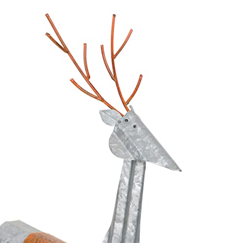 Alpine Corporation 30" H Outdoor Metal Rustic Standing Reindeer Lawn Christmas Holiday Decoration, Christmas Decoration