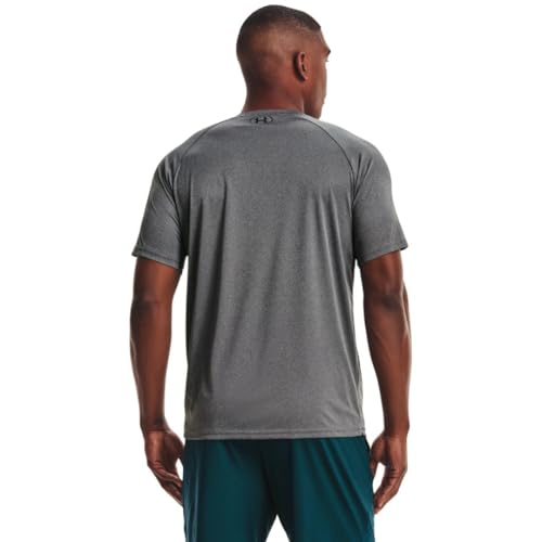 Under Armour Men's Velocity 2.0 Short Sleeve T Shirt, (012) Pitch Gray Light Heather / / Black, Medium