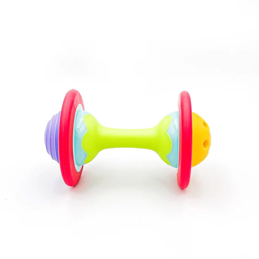BaBeloved Mini Dumbbell Baby Teething Toys Multiple Sensory Montessori Durable Exercises Workout Soft Food-Grade Teethers for Babies Rattling Teething Relief, Chew Baby Toys 0-6 Months, BPA Free