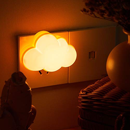 Mudder 2 Pack Night Light Plug into Wall Soft LED Night Light Cute Wall Nursery Lamp Warm Sensor Plug-in Intelligent Nightlight for Bedroom Hallway(Cloud,Yellow)