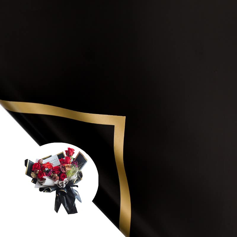 XZJMY 20 Sheets Flower Wrapping Paper,Gold Flower Bouquets Wrapping Paper Thicken/Waterproof Bouquet Wrapping Supplies DIY Crafts Packaging (22.8x22.8 inch,Green)