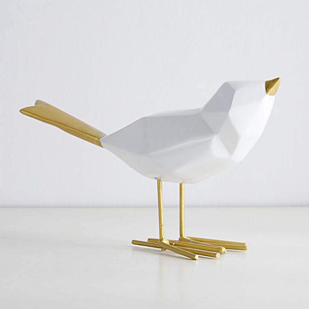 VORCOOL Simple Resin Bird Figurine Statue Furnishing Articles Ornaments Home Office Decoration (Golden)