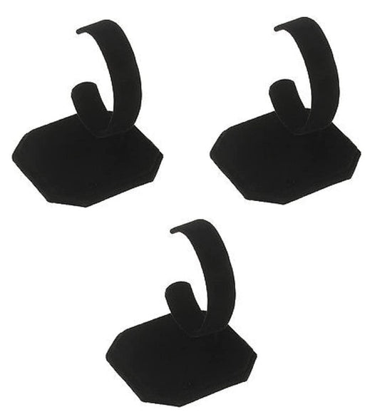 RJ Displays- 3 Pack Black Velvet Watch Bracelet Bangle Jewelry Display Stands for retail sales and trade show display Include Micro Fiber Polishing Cloth(3)