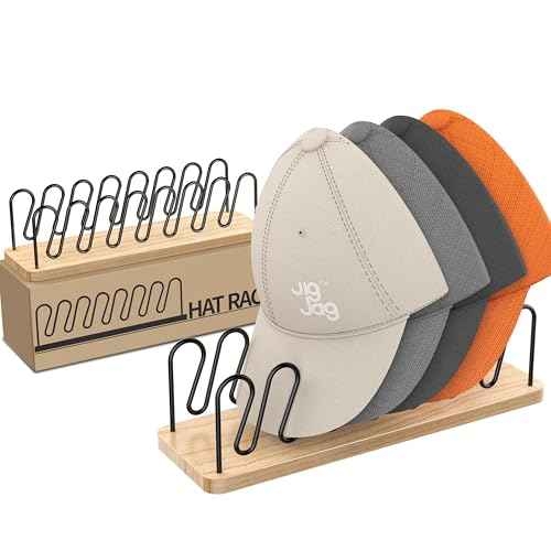 Hat Organizer - 2 Pack Premium Wood and Metal Design Hat Storage for 14 Caps - Tabletop Hat Racks for Closet, Dresser, Entrance