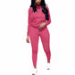 Nimsruc Women's Two Piece Outfits Casual Long Sleeve Pant Sets Sweatsuit Tracksuit Rose Red XL