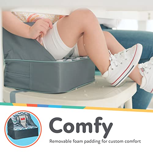 Nuby Easy Go Booster Seat - Travel Booster Seat for Babies and Toddlers - Holds Up to 35 Pounds - 9+ Months - Gray