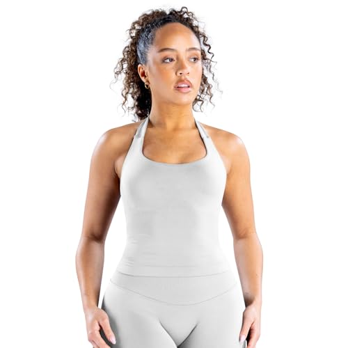 TRYTO Impact Halter Top Sports Yoga Tanks Women Workout Fitness Gym Outdoor Running Tank Tops Lunar Rock, Small